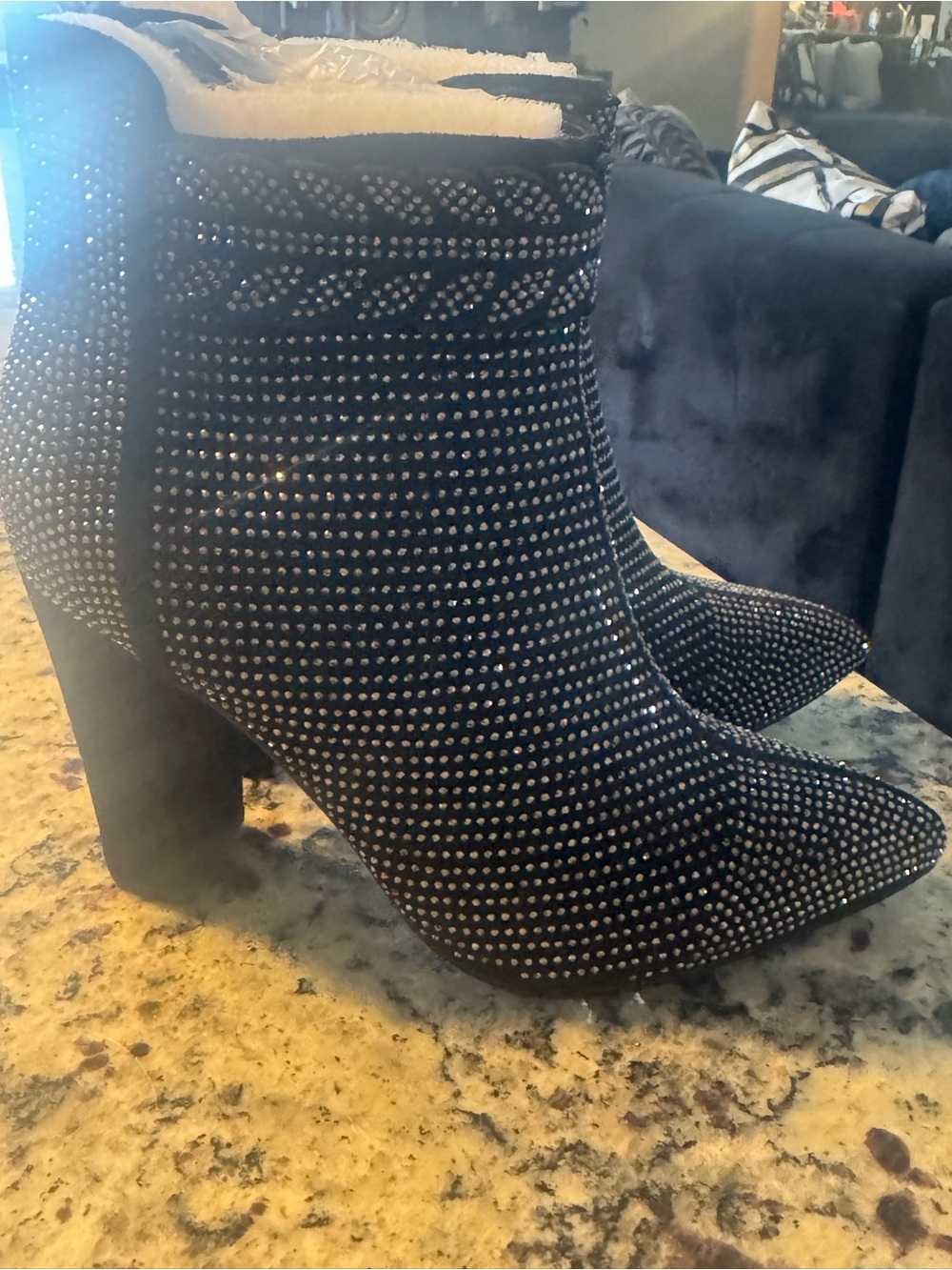Lipstick Boutique Black Rhinestone Ankle Booties